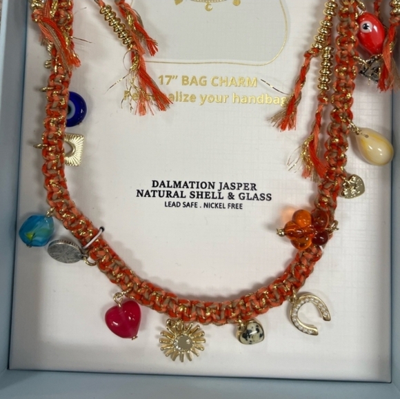 🪸🔹️Piper K🔹️ Viral  17” bag charm with Dalmatian jasper, natural shell, glass - Picture 2 of 2